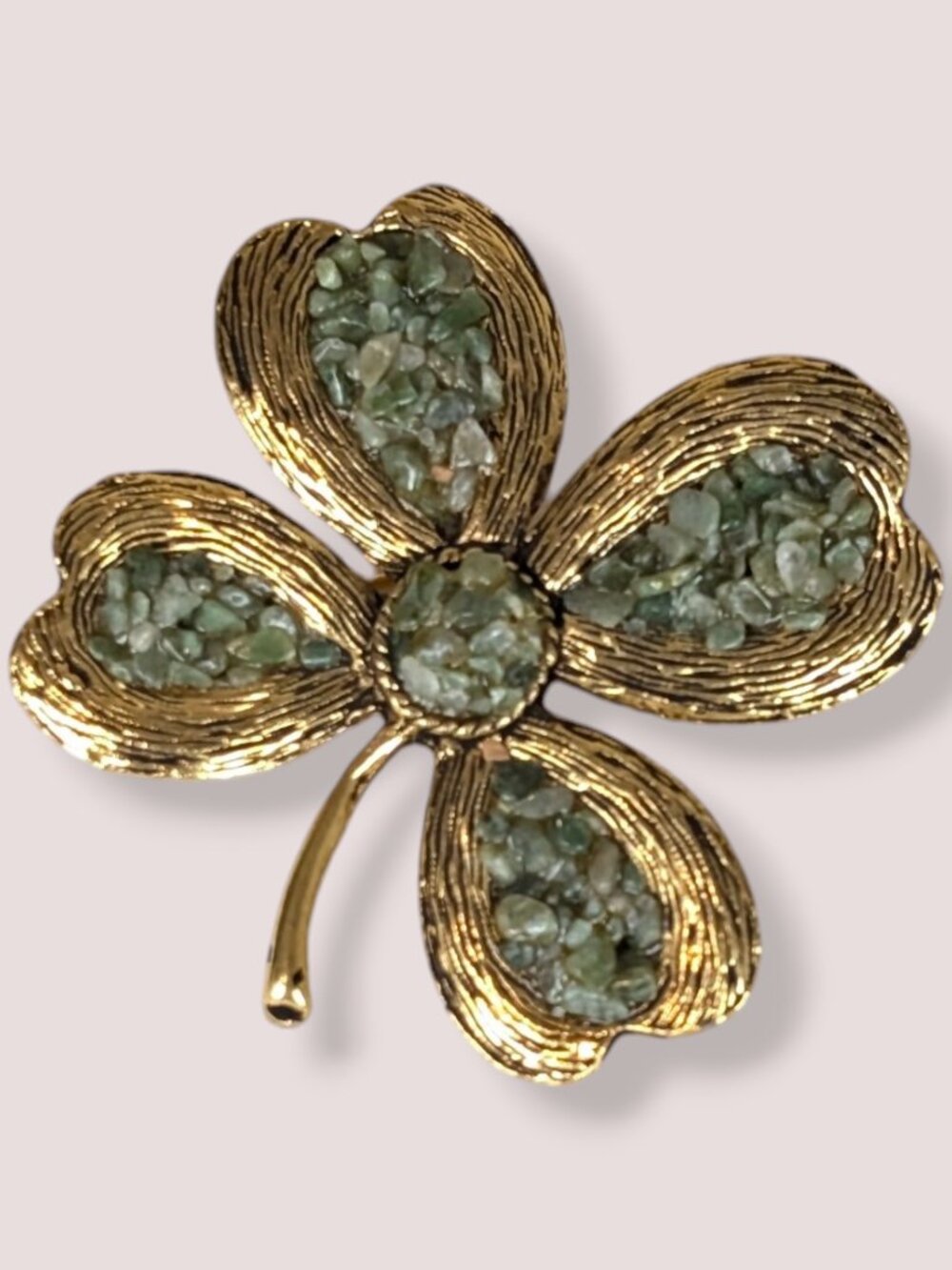 V. 4-Leaf Jade Chip Clover Brooch